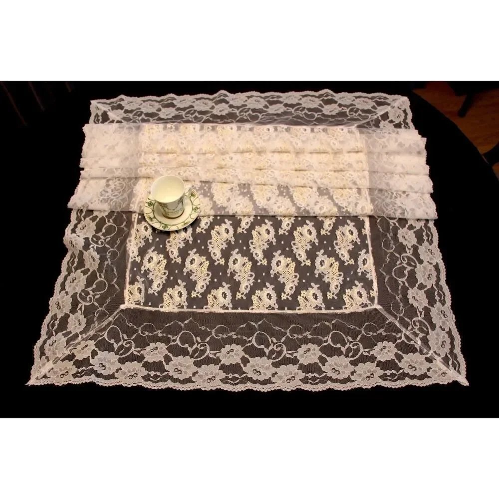 NEW BIG LONG WHITE GOLD LACE MANTEL DRESSER SCARF TABLE RUNNER